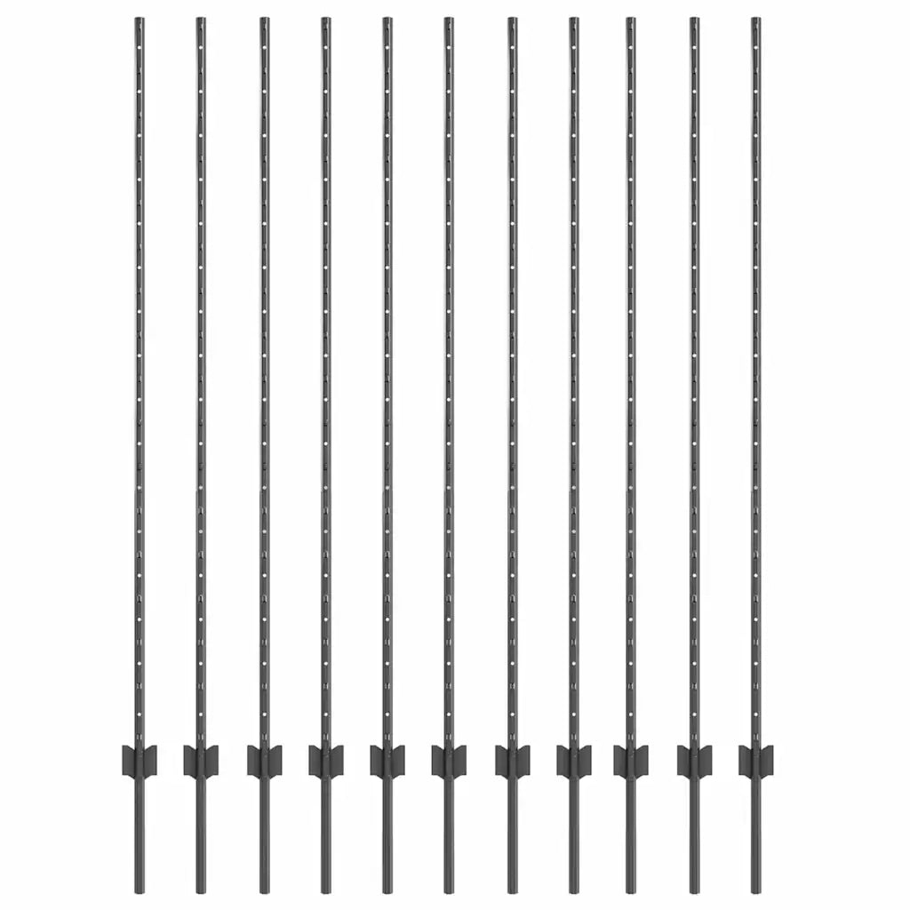 Palo della recinzione 11 pz Grigio 150 cm Acciaio CFW8548014