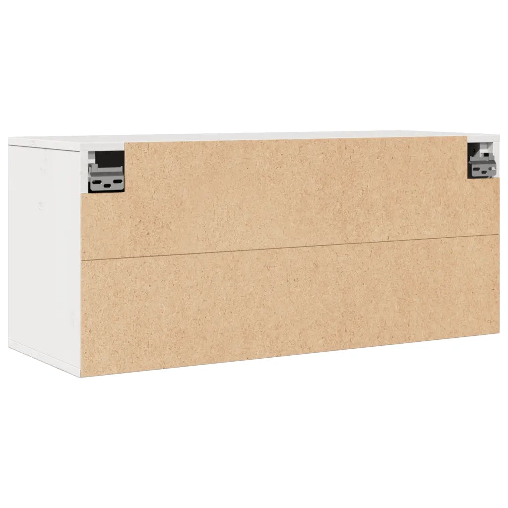 Pensile Bianco 80x30x35 cm in Legno Massello di Pino 813457