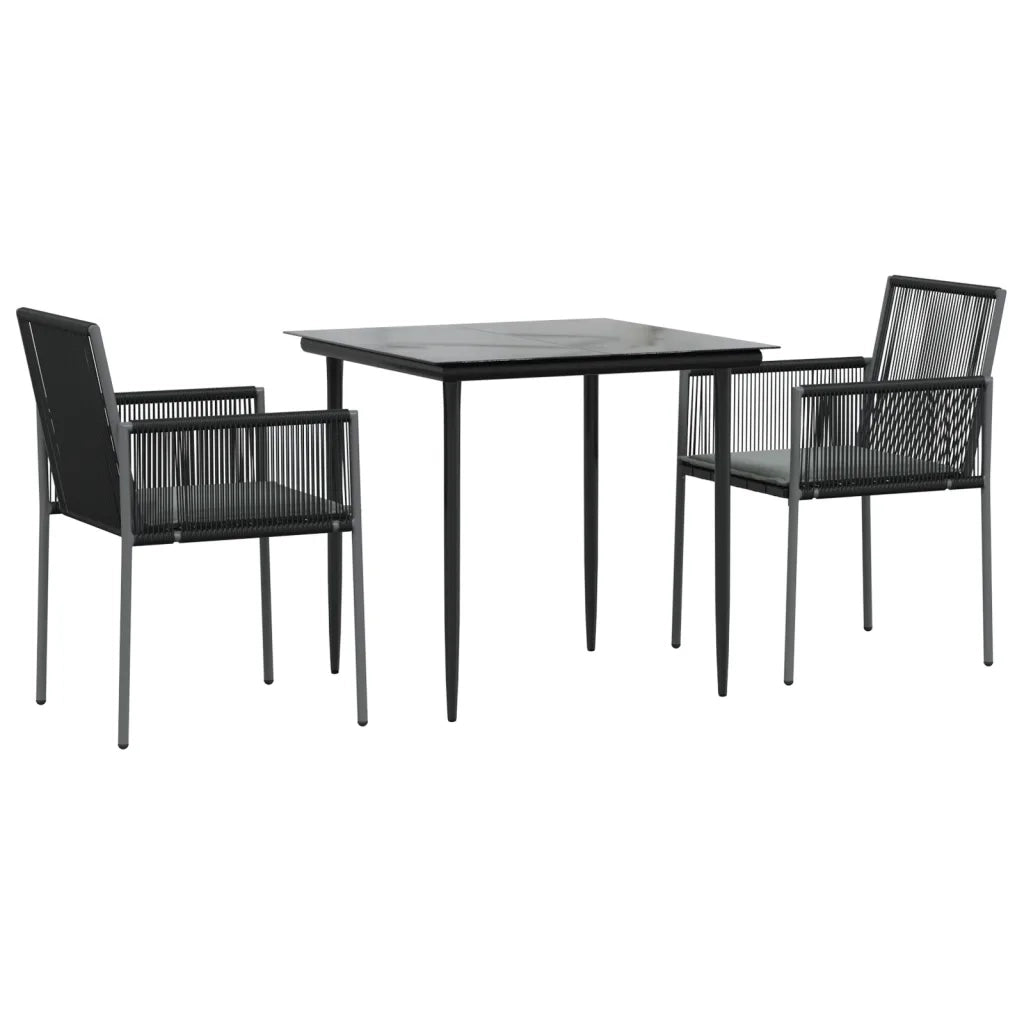 Set Pranzo Giardino 3 pz con Cuscini Polyrattan e Acciaio Nerocod mxl 76636