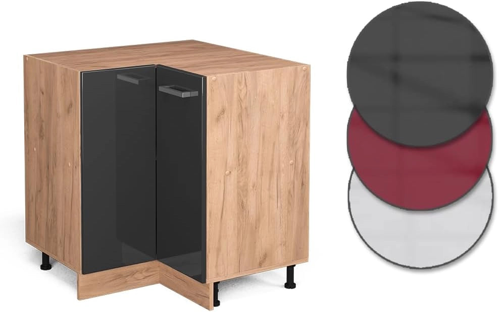 Mobile ad angolo cucina R-Line, Antracite lucido, 75.6 cm senza piano di lavoro, per la libera combinazione all'interno di sistemi cucina modulari