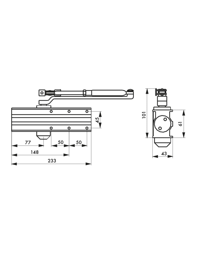 Chiudiporta spingiporta automatico idraulico, portata 60kg, Design Forza 3, bianco, antivandalismo, certificazione antincendio - THIRARD