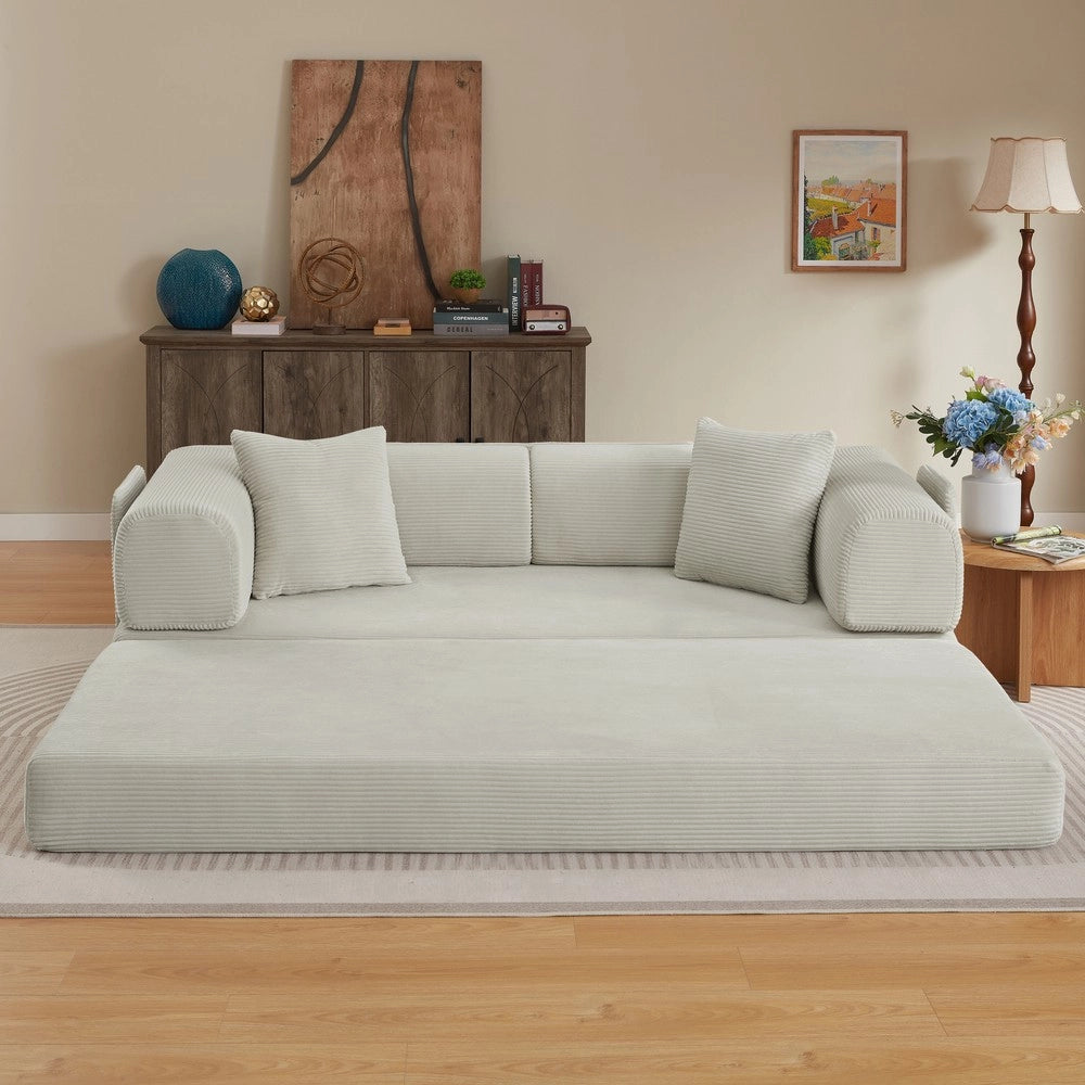Divano letto ¨C Minimal ¨C tessuto, acciaio, 2 cuscini