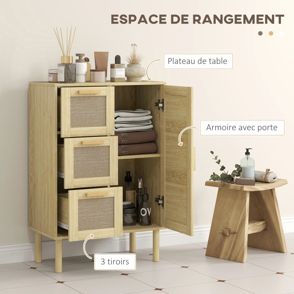 Armadio con cassetti e ripiani ¨C zephmum ¨C rotin tessuto, bianco, 55x30x82 cm