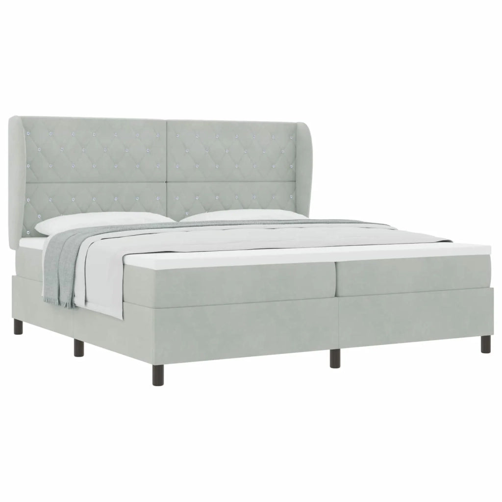 Letto a molle con materasso Grigio chiaro 200 x 200 cm Velluto 3340892