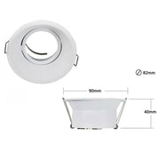 Trade Shop - Porta Faretto Incasso Per Faretto Tondo Gu10 Orientabile Per Controsoffitto P13 - Bianco