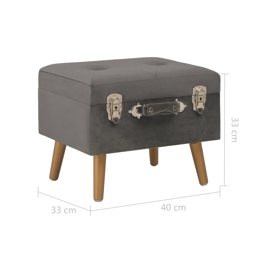 Sgabello con Contenitore 40 cm in Velluto Grigio 329253