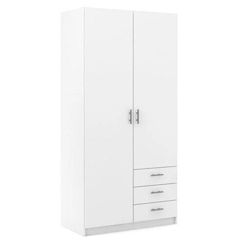 Armadio guardaroba bianco 2 ante 3 cassetti Armadi in legno camera da letto