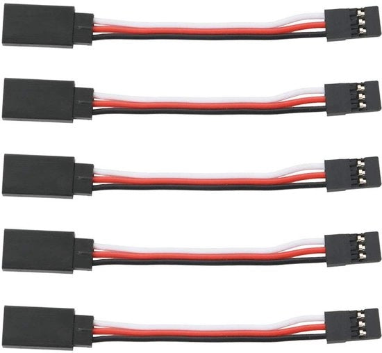 Cavo di estensione servo 75 mm - 3-Pin - 22AWG - Set di 5 - Flessibile - Compatibile con Futaba/JR