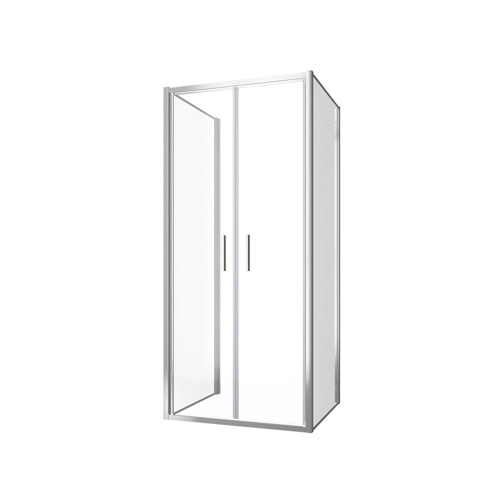 Box doccia tre lati 70x80x70cm con porta saloon profili cromati e vetro 6mm trasparente h190 | Portofino