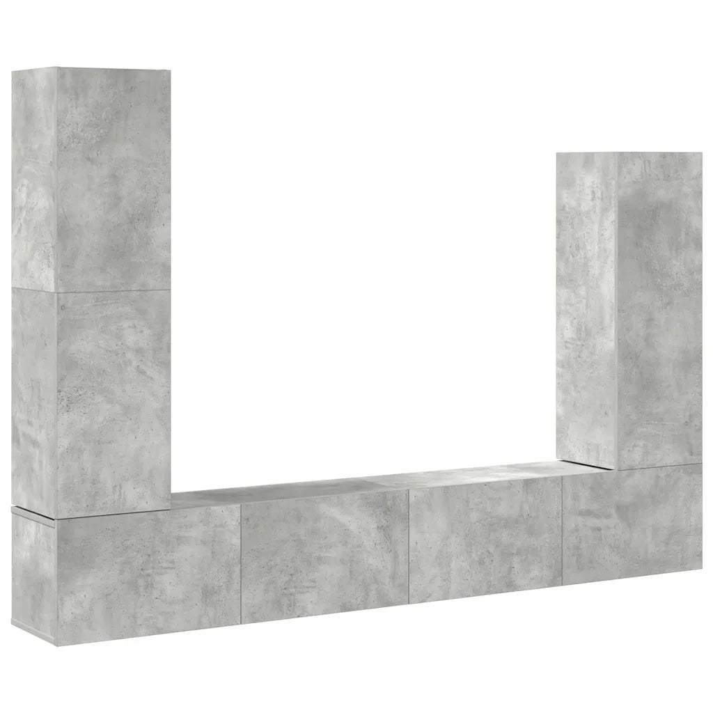 Set di Mobili Porta TV 4 pz Grigio Cemento in Legno Multistrato
