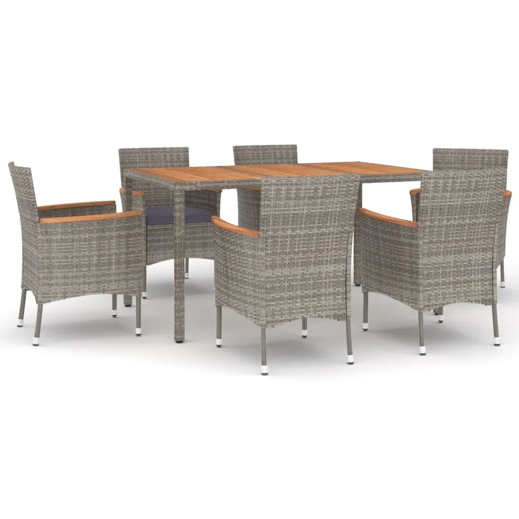 Set da Pranzo da Giardino 7 pz con Cuscini in Polyrattan Grigio 3187367
