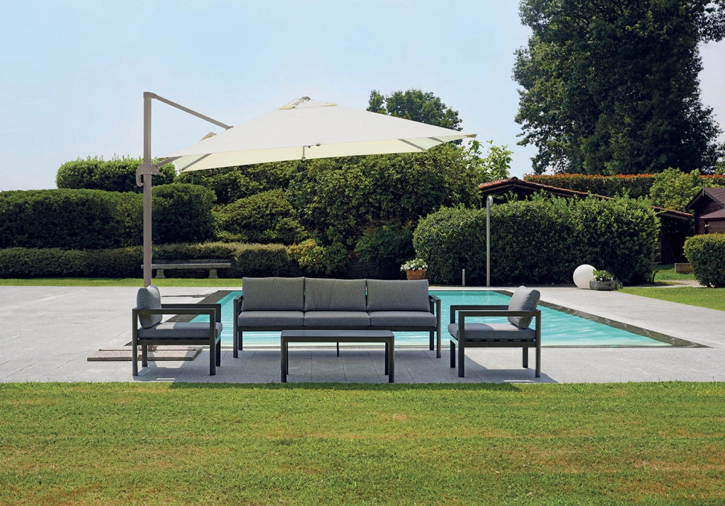 Ombrellone da Giardino Decentrato in Alluminio 3X3m con Maniglione Vorghini Handle Ecrù