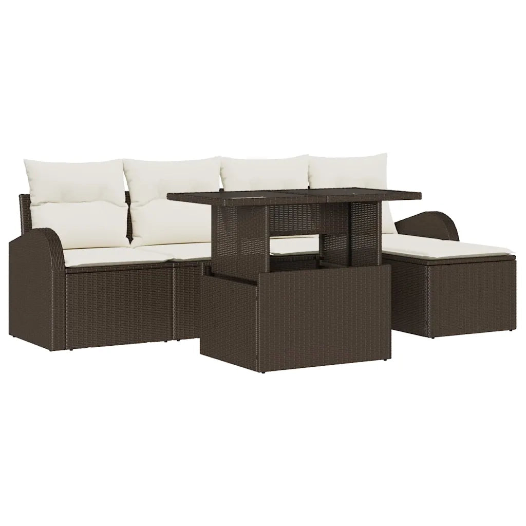 Set Divano da Giardino con cuscino 6 pcs Marrone polyrattan 3348624