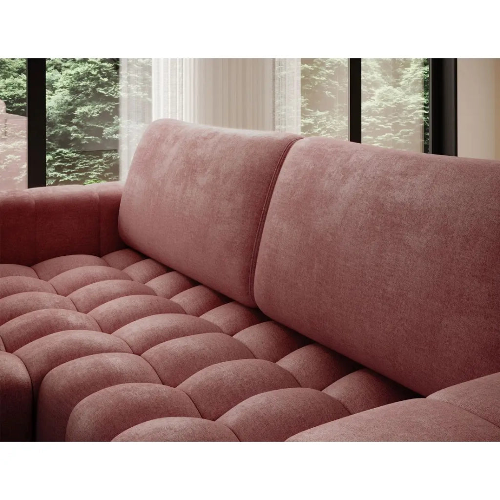 Divano angolare convertibile DORY rosa 250 cm con contenitore angolo sinistro