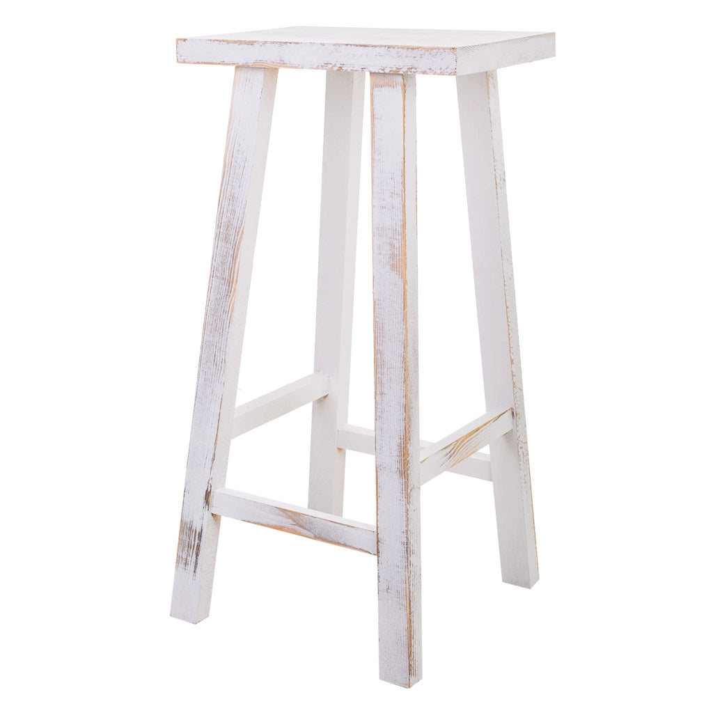 Sgabello in legno bianco 35x25x70h