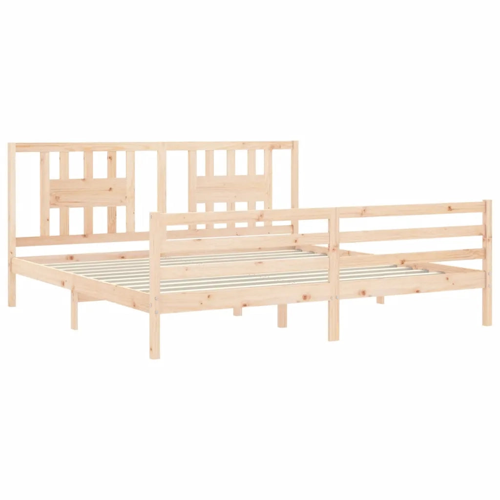 Giroletto con Testiera-Struttura Letto con testiera 200x200 cm in Legno Massello 435143