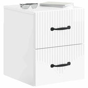 Comodino | Armadio da Notte | Mobiletto da notte a muro Bianco Lucido 34,5 x 33 x 40 cm