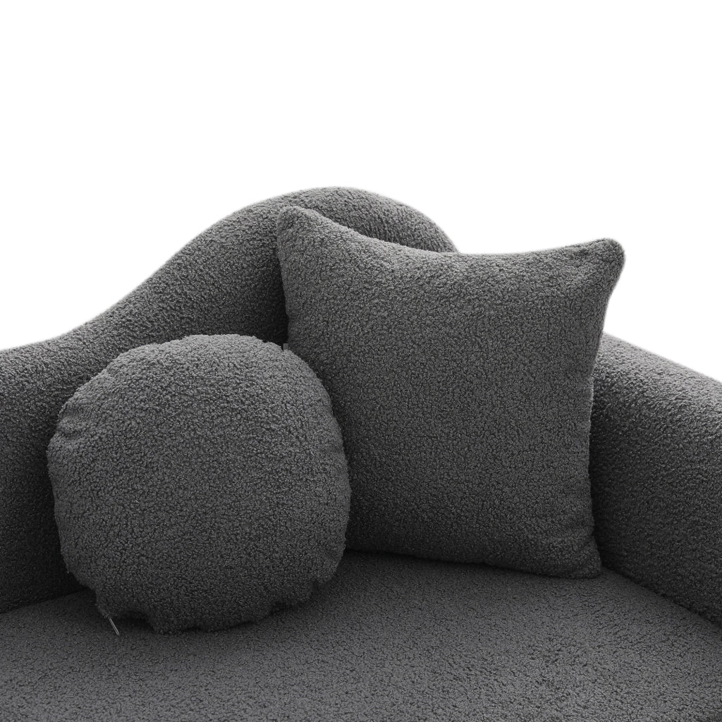 Chaise longue con vano contenitore e cuscini, tessuto effetto lana d'agnello Grigio Antico 134 × 64 × 70 cm
