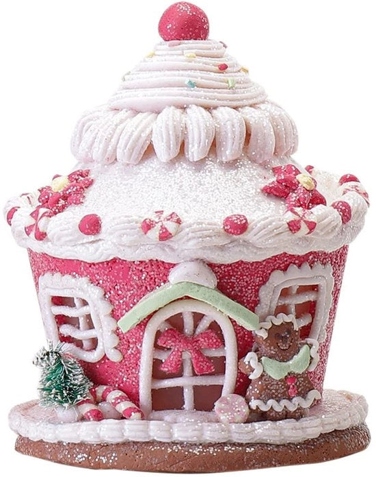 Casa di Natale LED - Casa di Zucchero Carina - Glacé Neve - Decorazione per Caramelle - Fai da Te - Materiale PVC Sicuro (16 x 13 cm) - Casa di Caramelle
