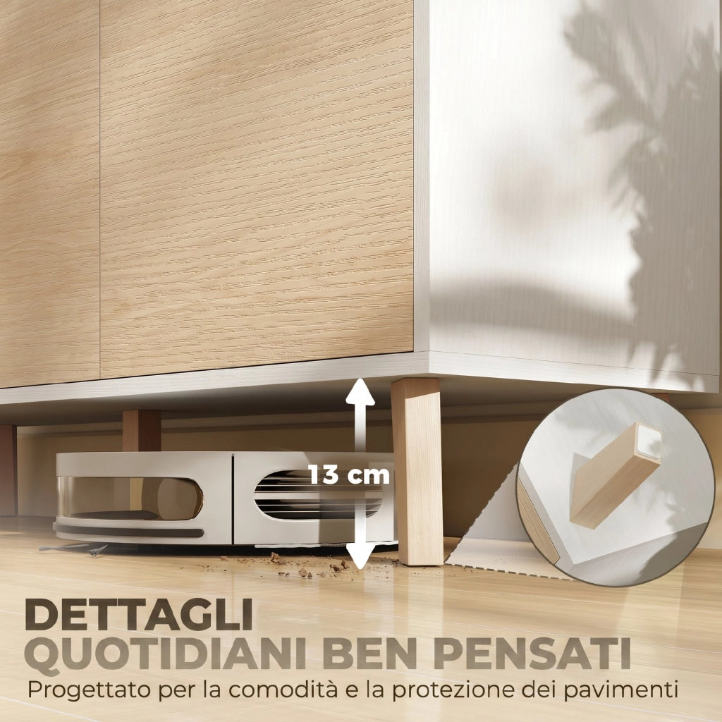 Credenza Buffet 120x35x73,5 cm con Ante Soft-Close in MDF Effetto Legno e Bianco