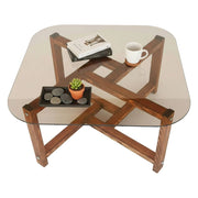 Aurano, Tavolino da Salotto Portariviste, 80x80x40h cm Marrone Quercia