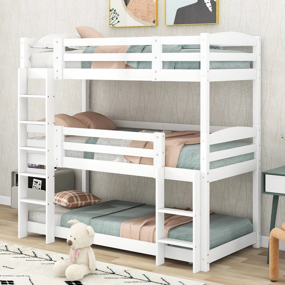 Letto a Castello Triplo in Legno ¨C MINIMAL ¨C Bianco 90x200cm