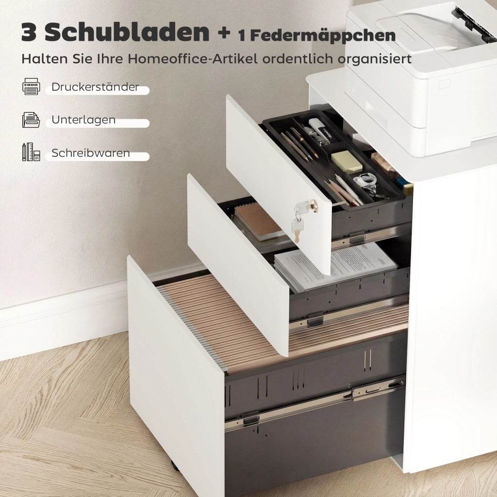 Mobile cassettiera con 3 cassetti e rotelle ¨C Xylo ¨C bianco 39x48x59cm