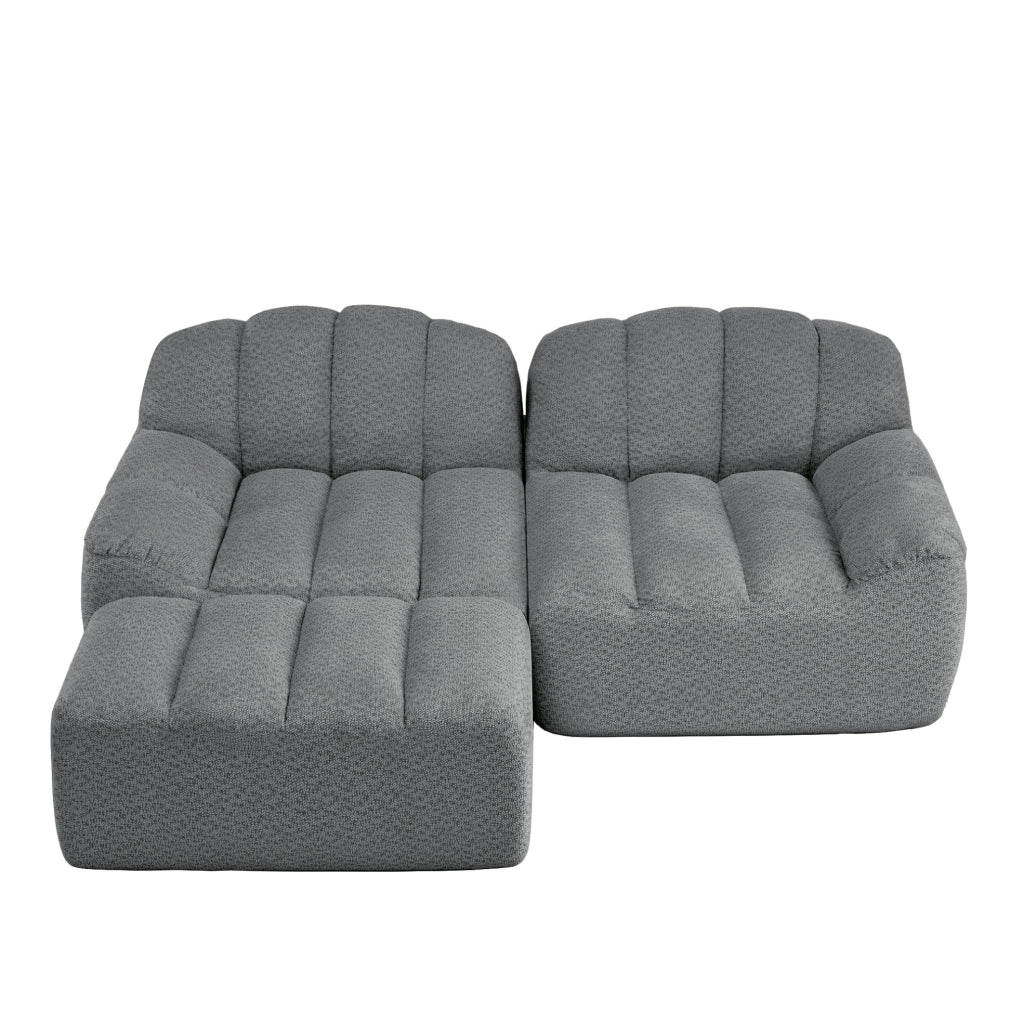 Divano modulare angolare 2 posti senza struttura con ottomano; 210x165x79 cm; grigio