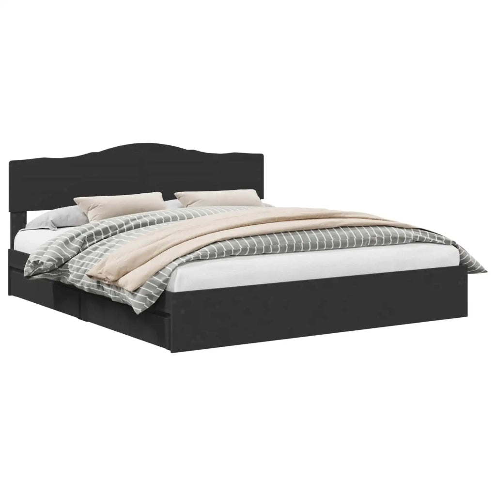 Letto con Contenitore Nero 200 x 200 cm Legno multistrato 3413062