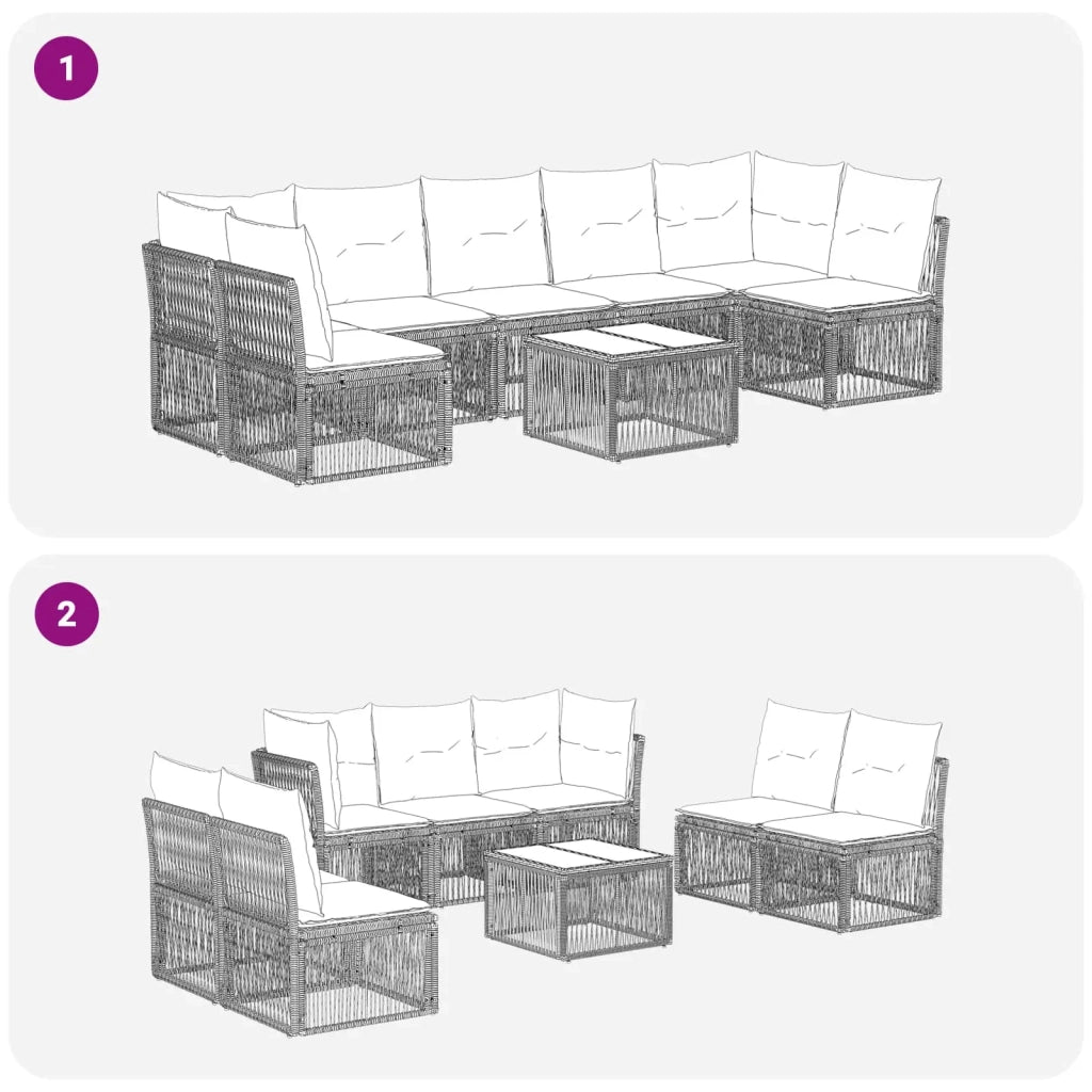 Set Divano da Giardino 8 pcs Grigio polyrattan 3434168