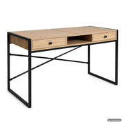 Scrivania industriale per computer Rovere Artisan ELONIS 123 cm 2 cassetti 1 ripiano gambe nere