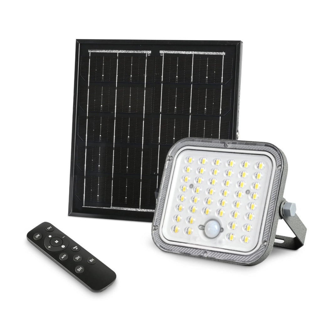 Faro LED solare 1400lm 5000K PIR con telecomando IP65