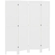 Paravento in Legno, Separatore di Ambienti, Divisorio Interno Pieghevole a 4 Pannelli, in Legno, 160 x 170 cm, Bianco