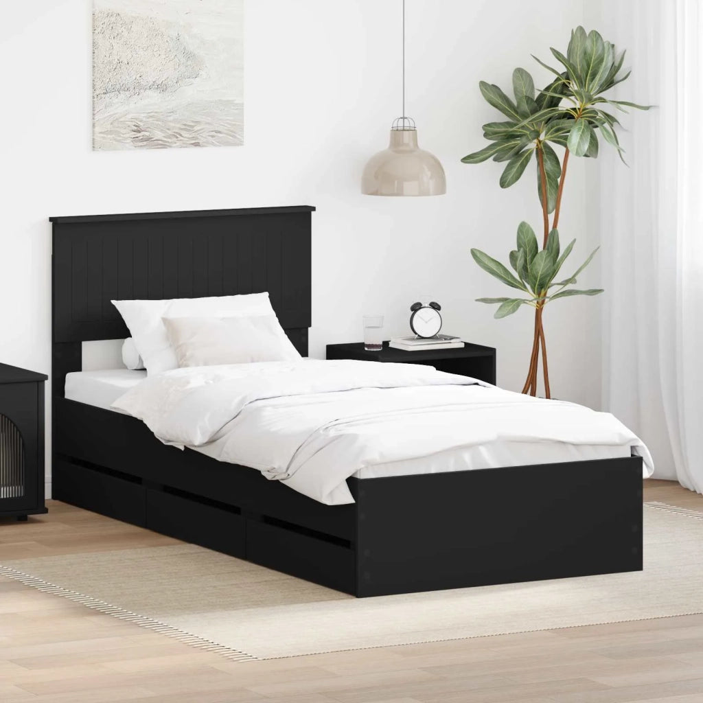 Struttura del letto Nero 90 x 200 cm Legno Ingegnerizzato 3410743