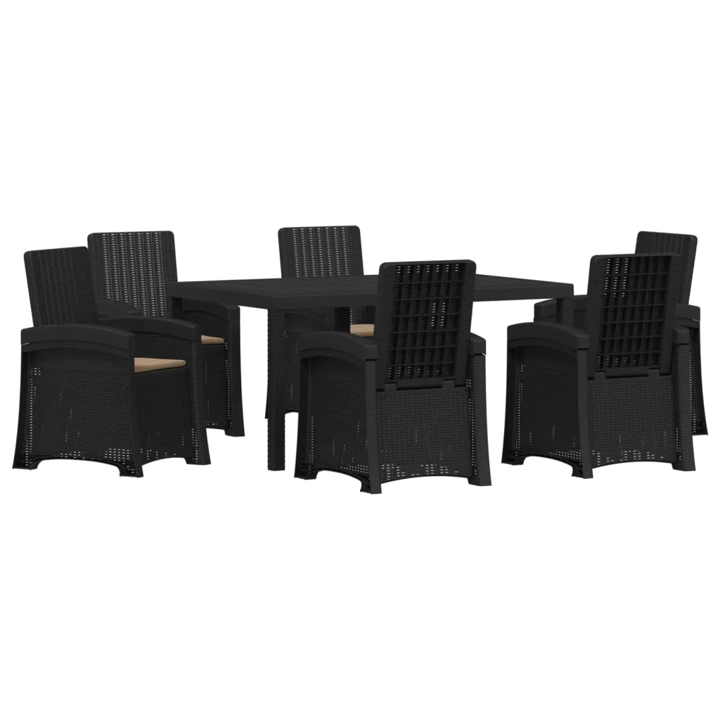 Set da Pranzo per Giardino 7 pz Antracite e Tortora PP 3430137