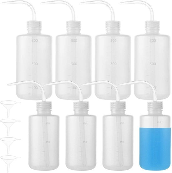 Set di bottiglie spray da 3000 ml - 8 pezzi 250 ml/500 ml - Bottiglia laboratorio - Bottiglia a vite - Bottiglia spray per piante - Inclusa ciotola - Bottiglia spray a compressione