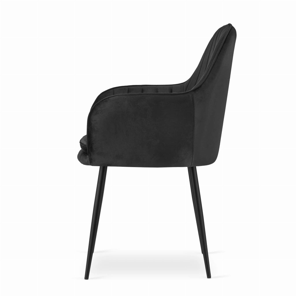 Sedia Valora LUGO in velluto nero dal design ergonomico per il soggiorno