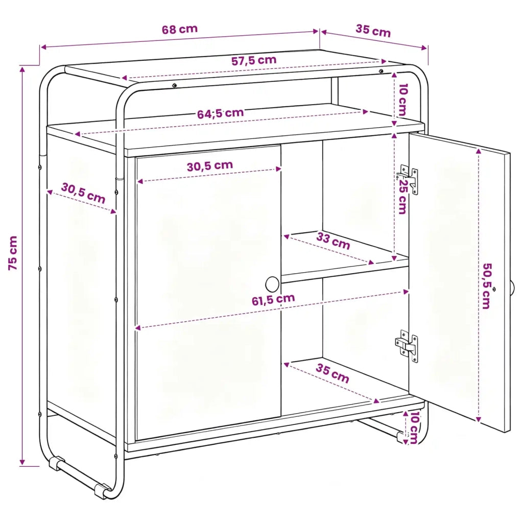 Credenza Legno di quercia 68 x 35 x 75 cm Legno ingegnerizzato 8007982