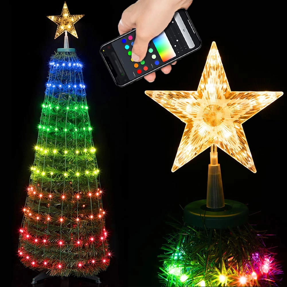 Albero di Natale 40x120 cm Pieghevole con 160 LEd RGB Smart e Controllo App