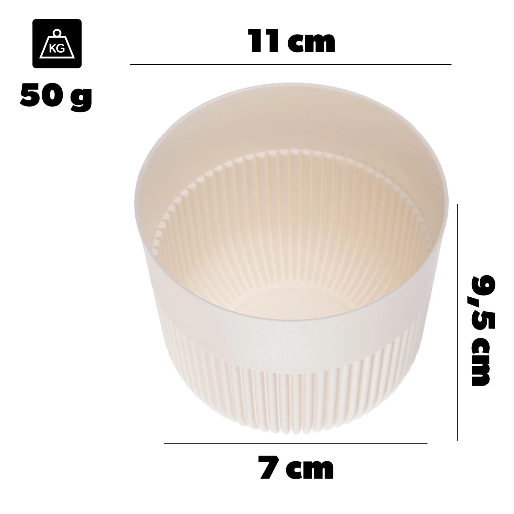 Vaso da fiori KADAX, Coprivaso, 11 cm, Plastica, Rotondo, A coste, Pianta
