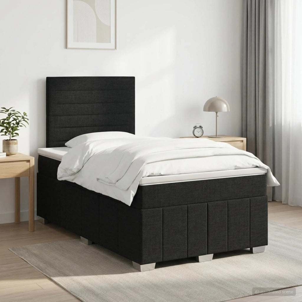 Letto box spring con materasso Nero 120 x 190 cm Tessuto 3454087