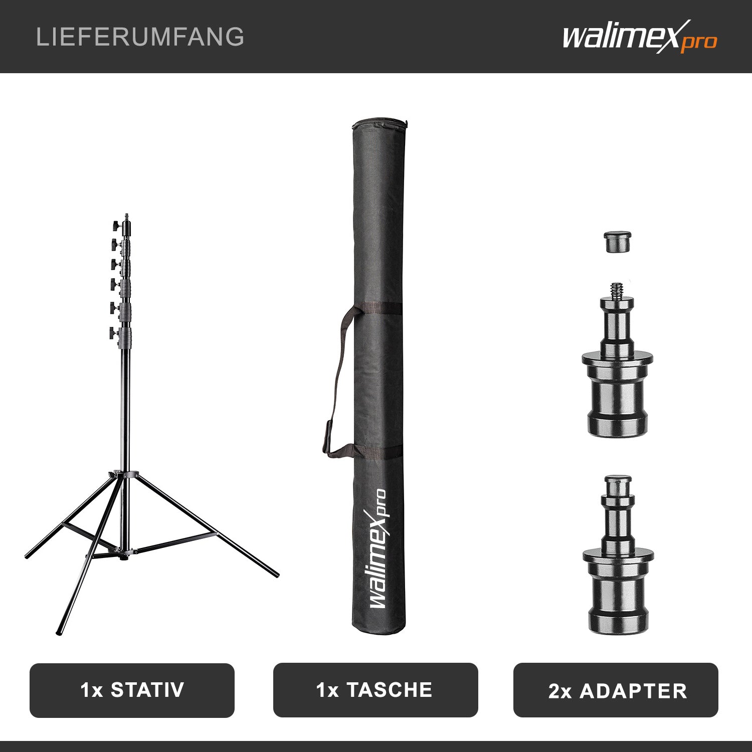 AIR Jumbo 730 Stativo per luci max 22,5 kg Cavalletto fotografico con altezza fino a 730 cm, in alluminio, Treppiedi con attacco per apparecchiature foto e video