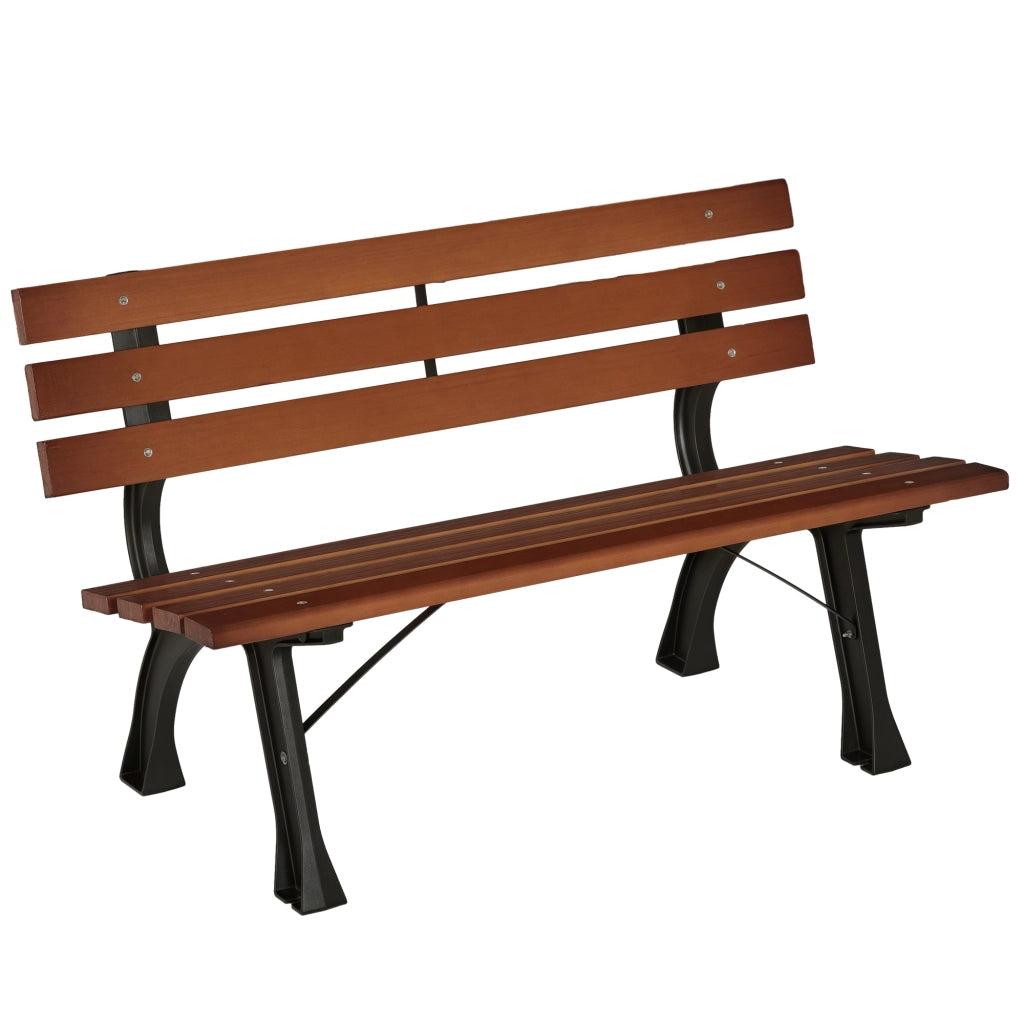 Panchina da Giardino 2 Posti a Doghe in Ghisa e Legno di Abete, 120x57x70 cm, Caff¨¨