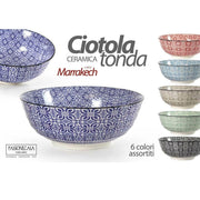 Trade Shop - Ciotola Tonda Marrakech Multiuso 23x23x8,5 Cm Ceramica Decorata 6 Colori 771583 -