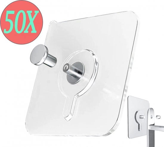 Spighe autoadesive - 50 pezzi - Spighe da parete - Sistema di appendiabiti autoadesivo - Viti da parete - Appeso per asciugamani - Testa piatta - Appeso per quadri - Testa di viti - Sostegno fino a 5 KG - Appendi abiti senza forare