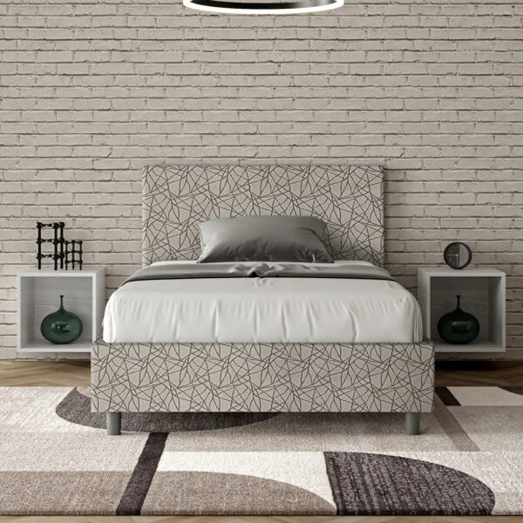 Letto una piazza e mezza contenitore imbottito 120x210 tessuto Era 2 grigio Adele