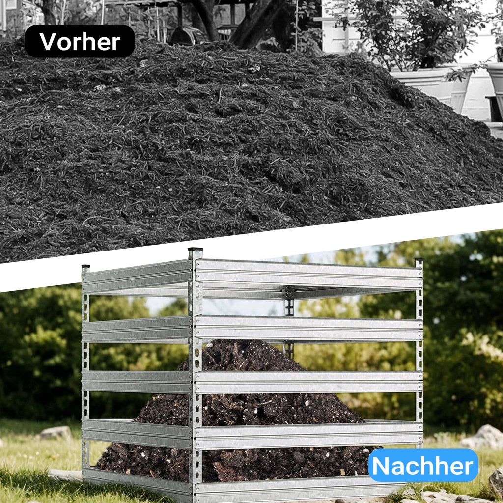 Compostiera da giardino in metallo 100 x 100 x 90 cm per 900 litri di compost da rifiuti organici