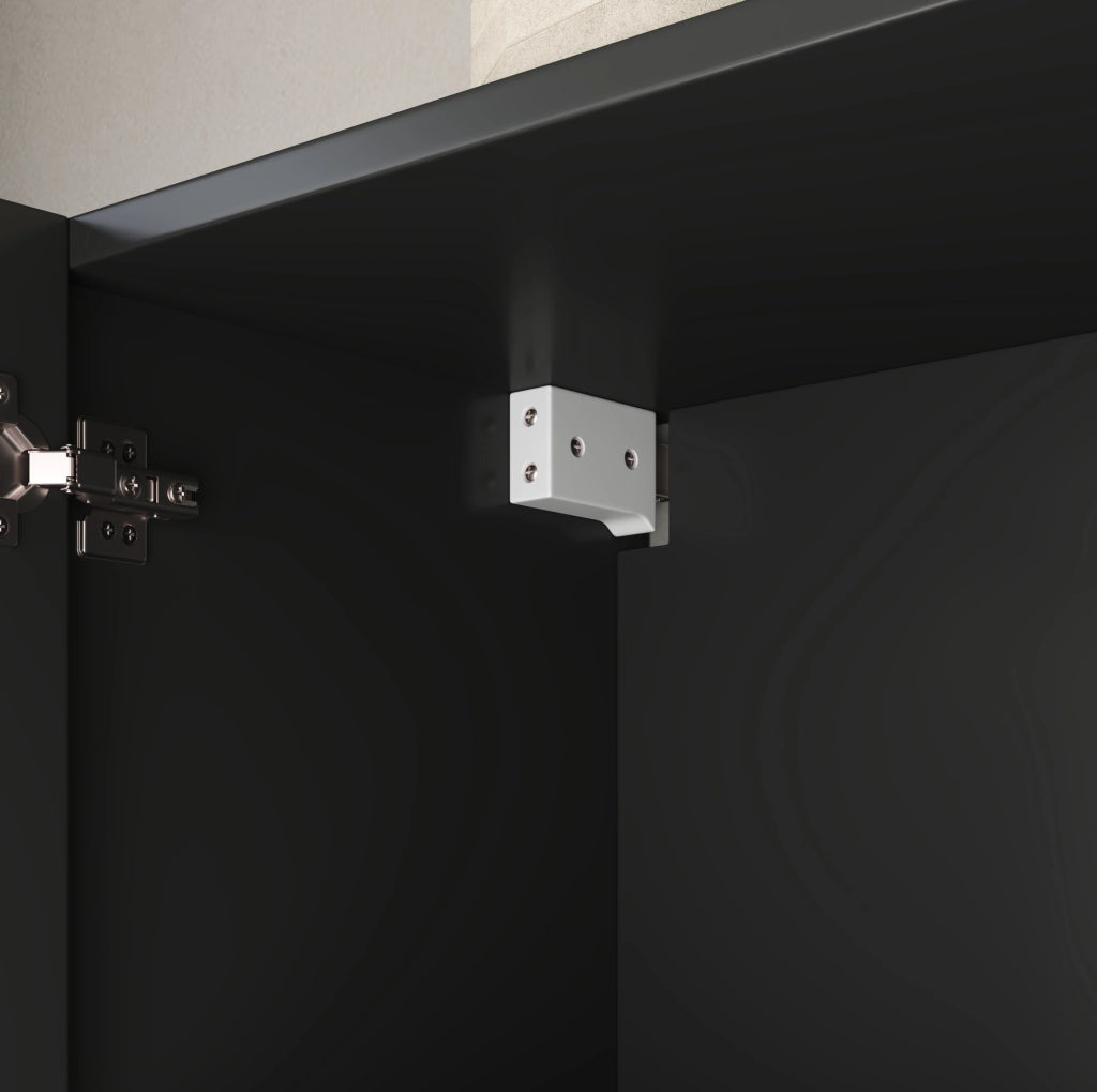 Pensile da parete con 3 ante in MDF nero; 90 x 29 x 60 cm