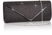 Clutch per donna, Borsa da spalla con catena rimovibile, Borsa elegante con catena, Borsa da spalla con catena, Borsa da sera per prom, matrimonio, festa (Nero)
