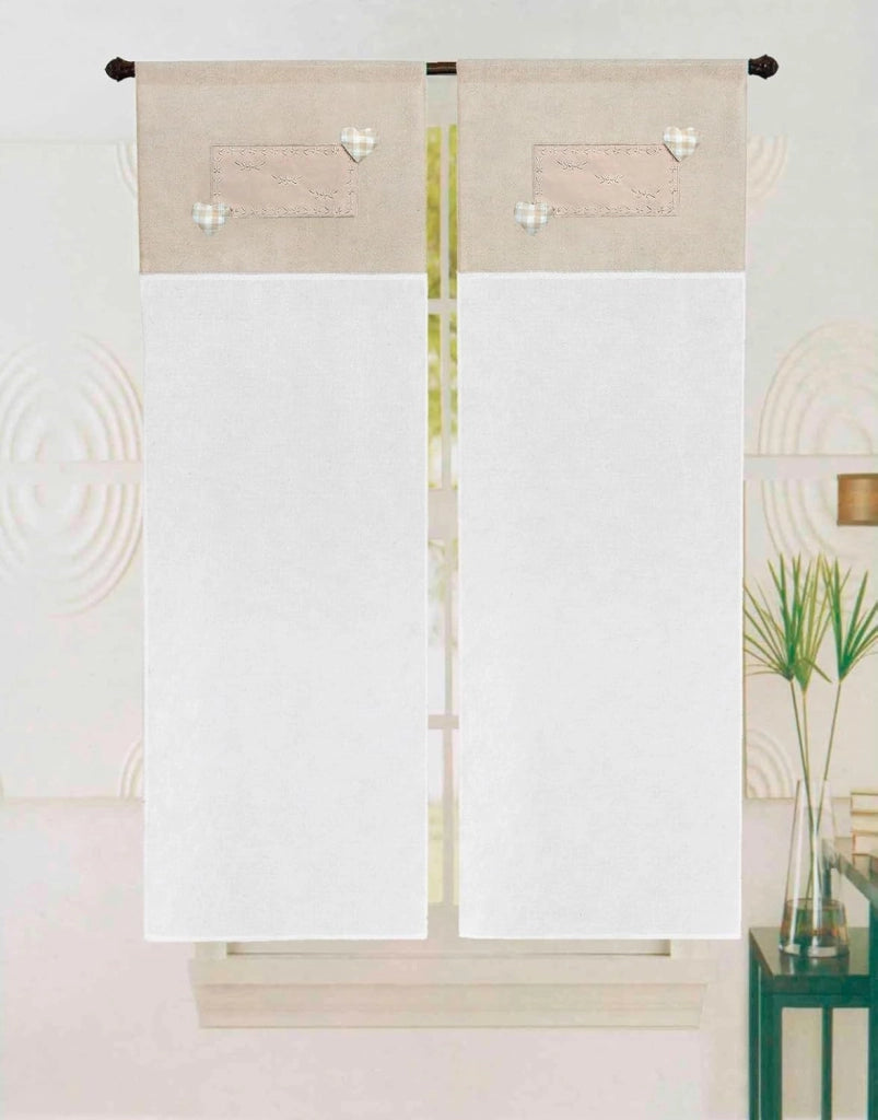 Tende Porta Finestra 60x240 cm Coppia 2 Pz Interno Semitrasparente Tessuto Pendente Beige
